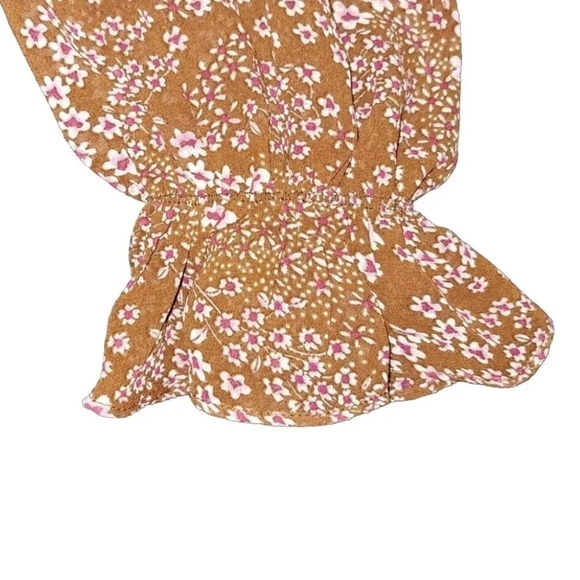 Aakaa Mini Orange Brown Pink Floral Print Dress Women's Small Lined NWT B20#9 - Picture 8 of 11